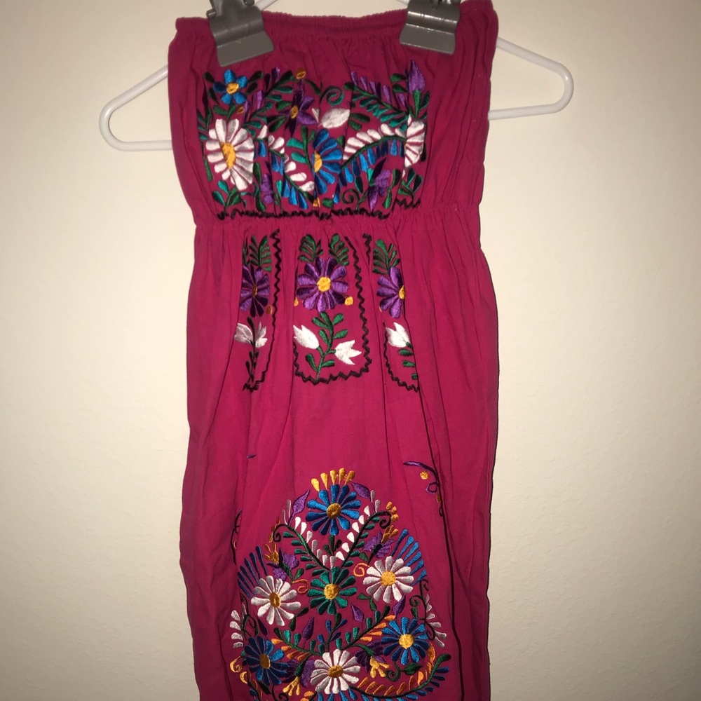 Mexican embroidered strapless dress